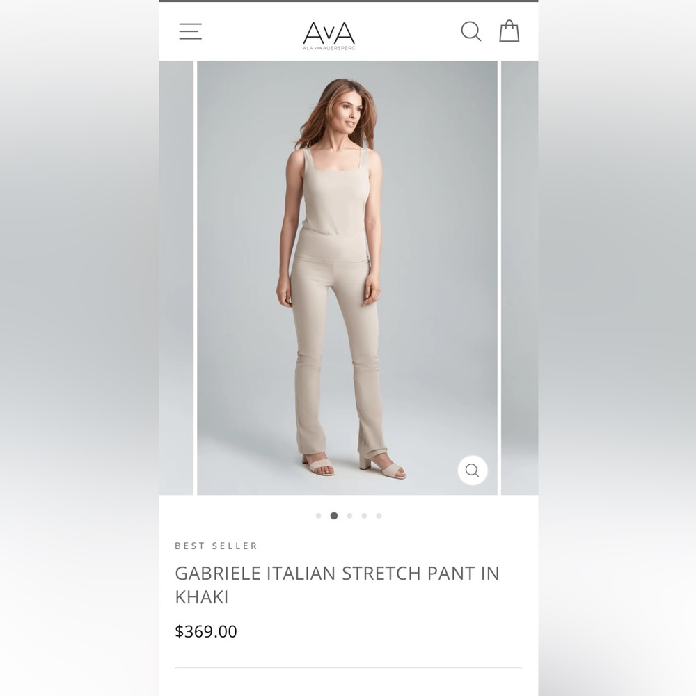 Gabrielle Italian Stretch Pant in Khaki